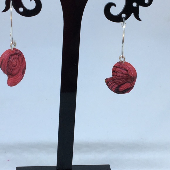 Unique Handmade Polymer Clay Shell Drop Earrings - Picture 4 of 6